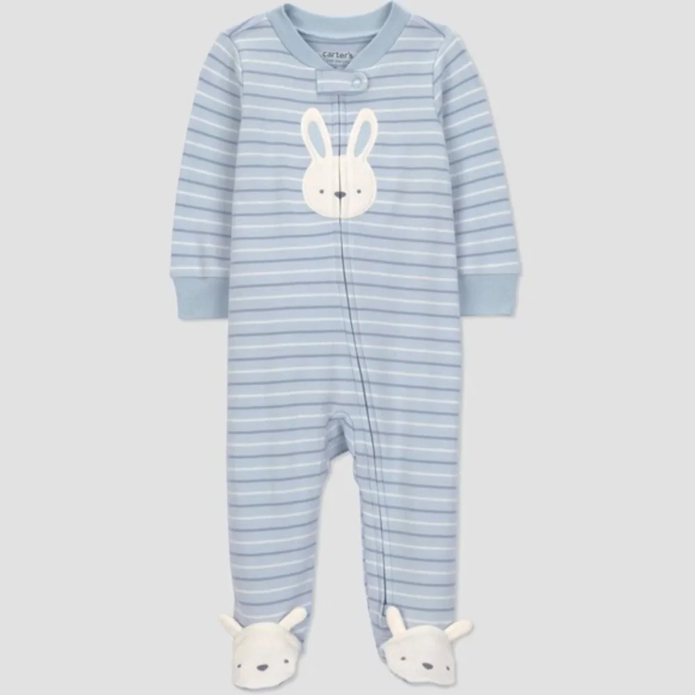 Carter's nwt Just One You Baby Boys' Easter Bunny Sleep N' Play - Blue 3M